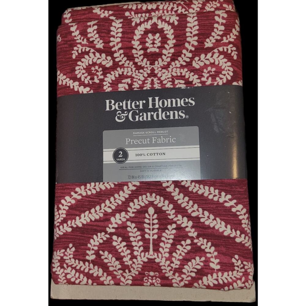 Better Homes & Gardens Fabric 100% Cotton Damsak scroll Merlot 2yds Precut